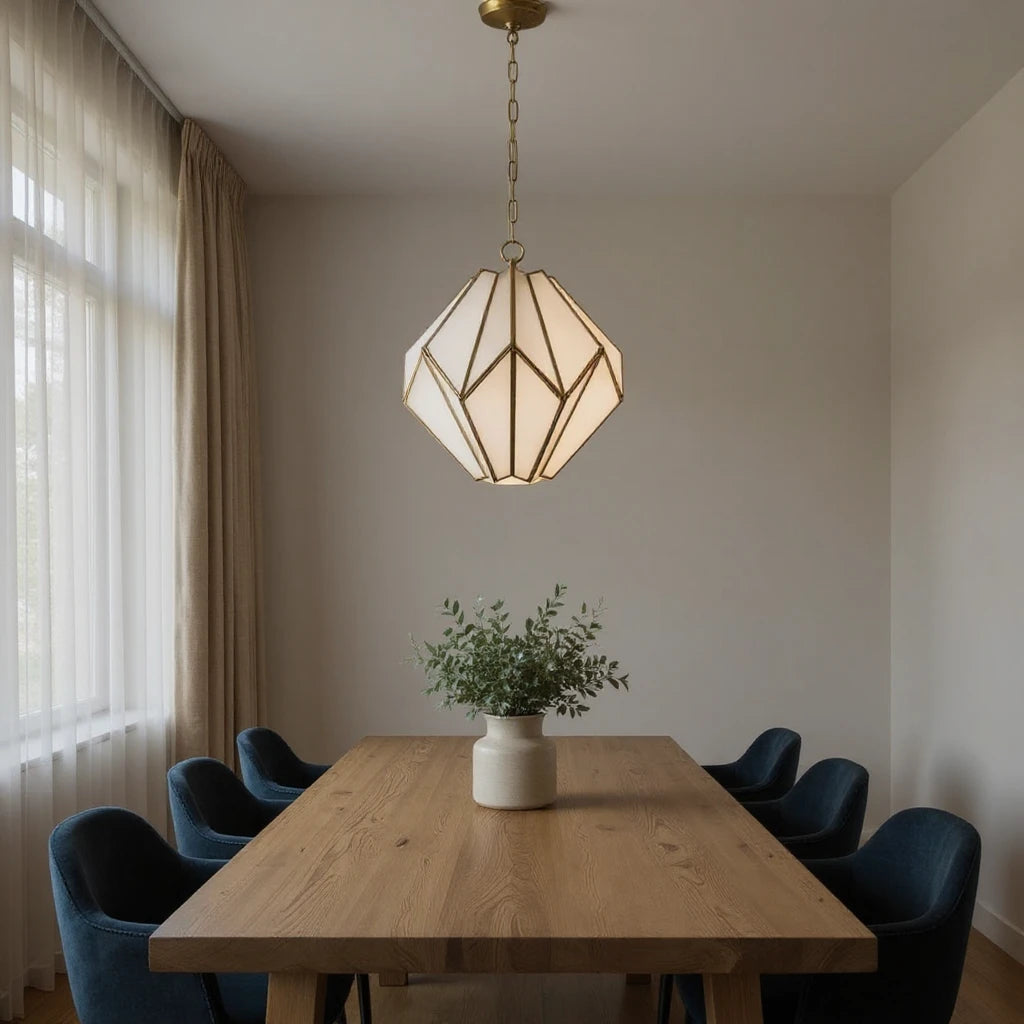 frosted glass brass lantern pendant light