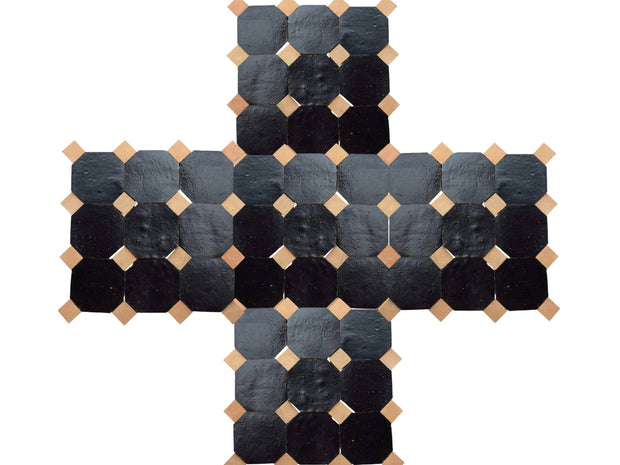 Handcrafted Black & Natural Moroccan Zellige Tiles