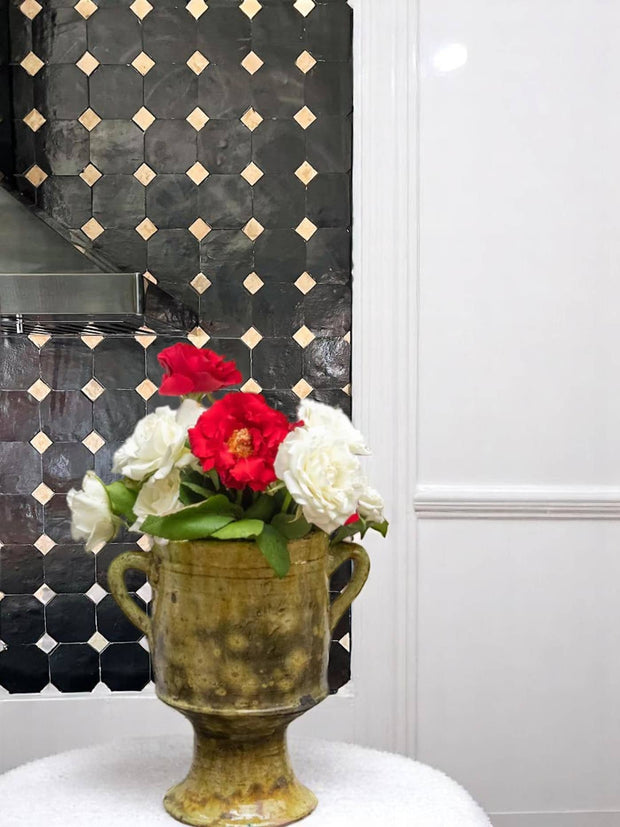 Handcrafted Black & Natural Moroccan Zellige Tiles