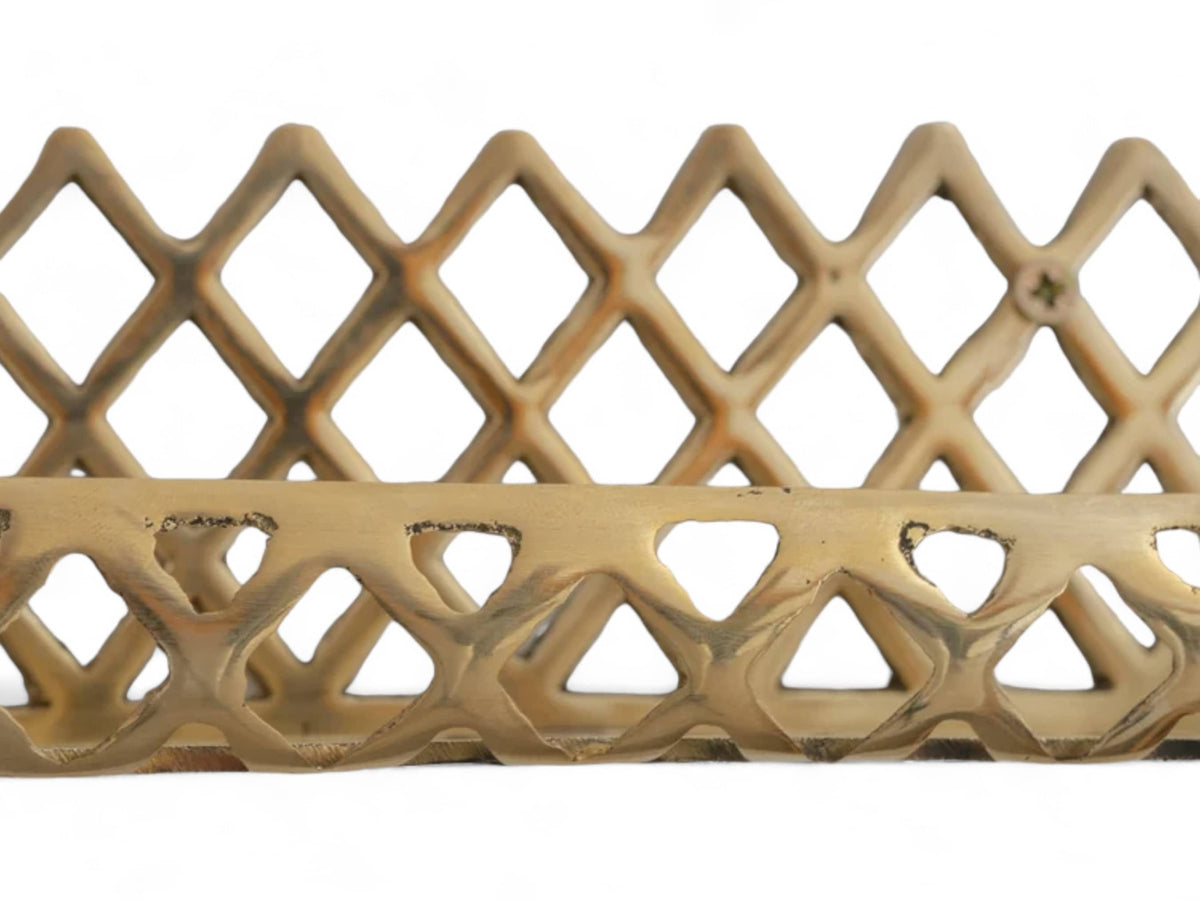 Handcrafted Unlacquered Brass Wall Shelf for Shower - Grid Bathroom Shelf