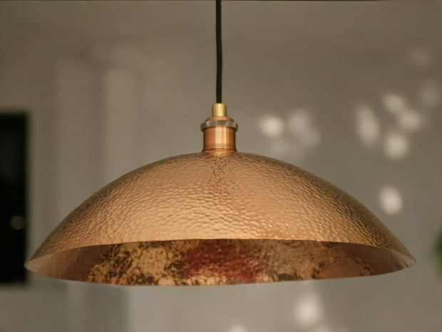 Handcrafted Hammered Solid Copper Dome Pendant Ceiling Light Fixture