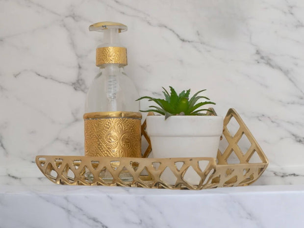 Handcrafted Unlacquered Brass Wall Shelf for Shower - Grid Bathroom Shelf