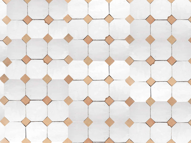 Handcrafted White & Natural Moroccan Zellige Tiles