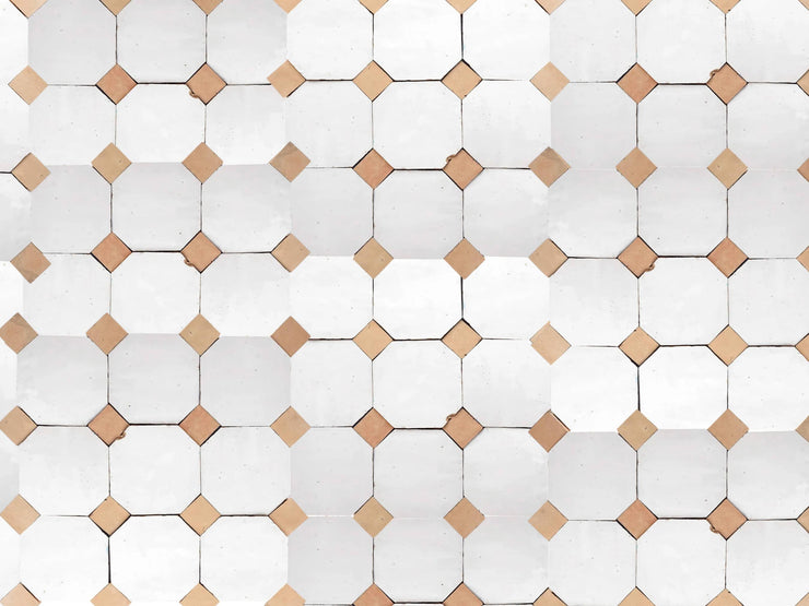 Handcrafted White & Natural Moroccan Zellige Tiles