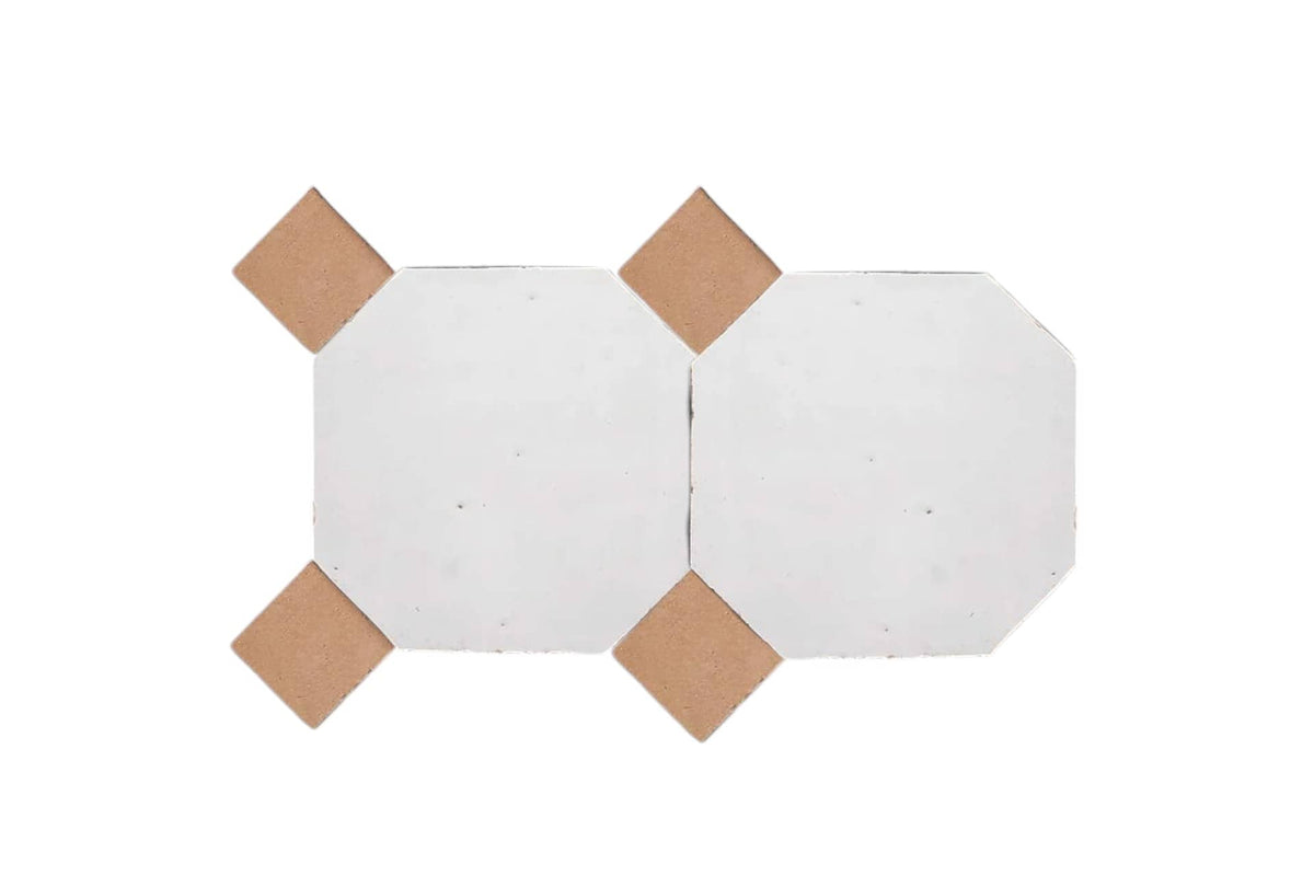 Handcrafted White & Natural Moroccan Zellige Tiles