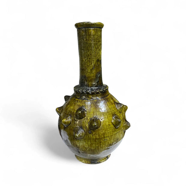 Handmade Tamegroute Yellow Vase – 42 cm Moroccan Pottery