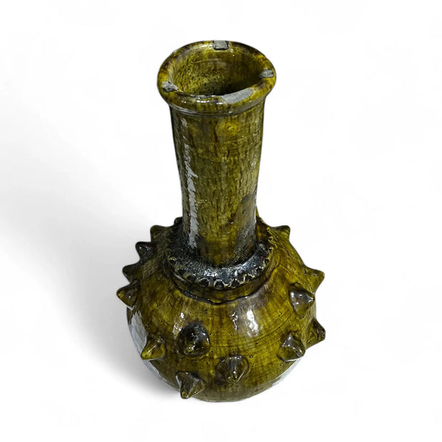Handmade Tamegroute Yellow Vase – 42 cm Moroccan Pottery