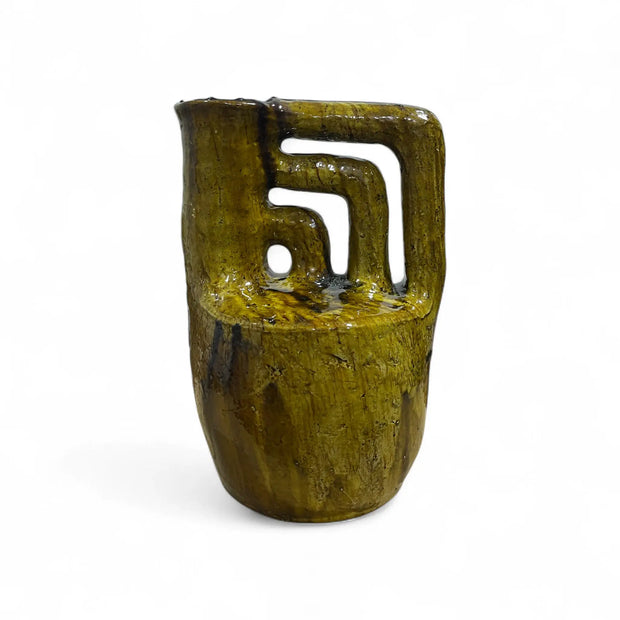 Handmade Ochre Glazed Tamegroute Lyre Sculpture