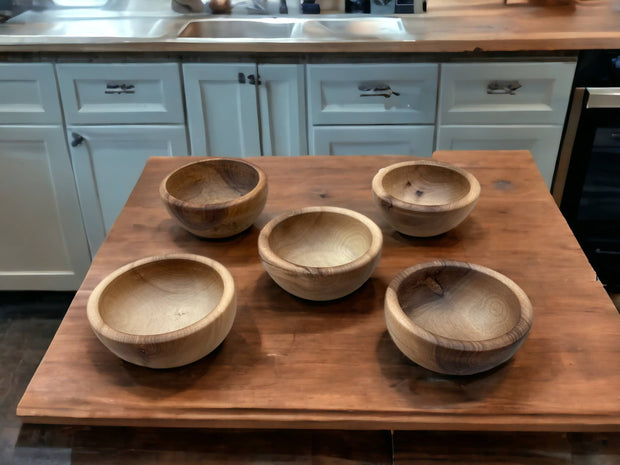 handcrafted Moroccan Walnut Wood Salad and Soup Bowls.