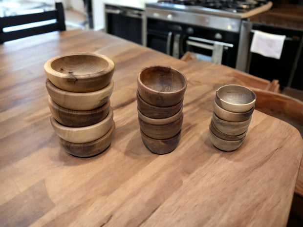 handcrafted Moroccan Walnut Wood Salad and Soup Bowls.