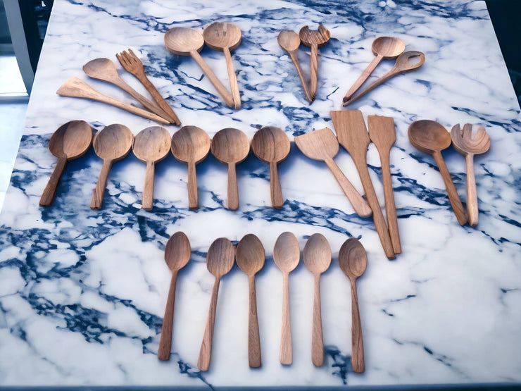 Walnut Kitchen Utensil Set, 25-Pieces Wooden Spoon Set 100% Toxic Free for kitchenware 