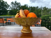 Tamgroute Ochre Fruit Bowl, Tamegroute Bowls Ochre Glazed Pottery, Pedestal bowls, Nesting bowls