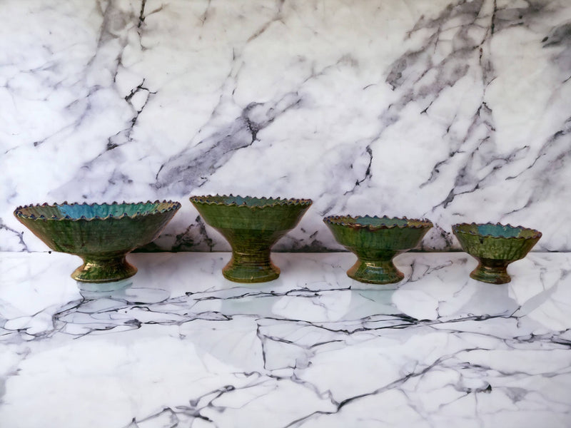 Tamegroute Fruit Bowls, Tamegroute Bowls Green Glazed Pottery