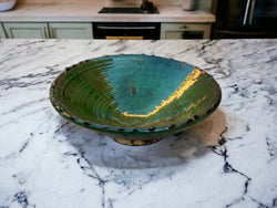 Tamegroute Bowls, Handmade Bowls, Bowls Green Glazed Pottery, Pedestal Bowl, Serving bowls, Salad Bowls, nesting bowls handmade in Morocco