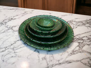Tamegroute Bowls, Handmade Bowls, Bowls Green Glazed Pottery, Pedestal Bowl, Serving bowls, Salad Bowls, nesting bowls handmade in Morocco