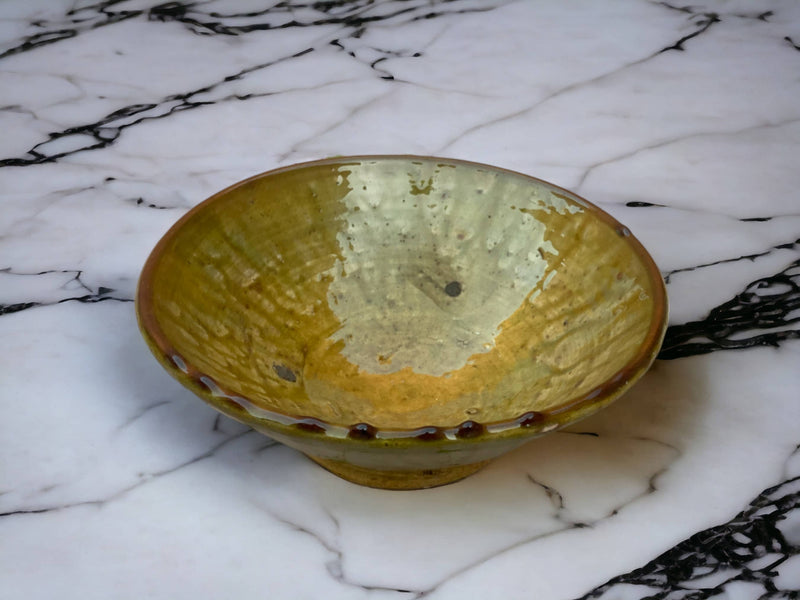 Tamegroute Bowls, Handmade Bowls, Bowls Ochre Glazed Pottery, Pedestal Bowl, Serving bowls, Salad Bowls, nesting bowls handmade in Morocco