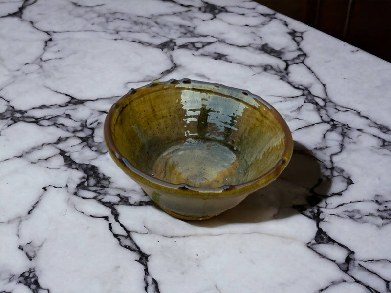 Tamegroute Bowls, Handmade Bowls, Bowls Ochre Glazed Pottery, Pedestal Bowl, Serving bowls, Salad Bowls, nesting bowls handmade in Morocco