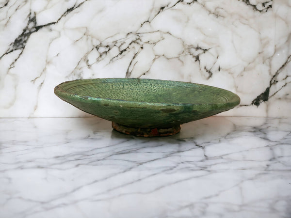 Tamegroute Plates, Handmade Plates, Plate Green Glazed Pottery, Pedestal Plate, Serving Plate, nesting Plates, Plate set handmade in Morocco