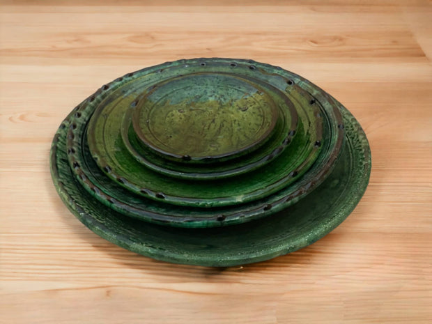 Tamegroute Green Glazed Pottery: Set of 6 Plates