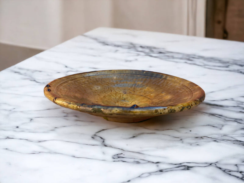 Tamegroute Plates, Handmade Plates, Plate Ochre Glazed Pottery, Pedestal Plate, Serving Plate, nesting Plates, Plate set handmade in Morocco