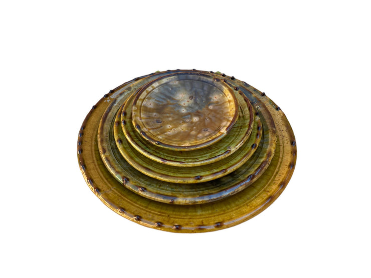 Discover Authentic Tamegroute Ochre Glazed Pottery: Set of 6 Plates