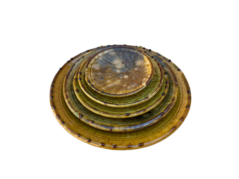 Discover Authentic Tamegroute Ochre Glazed Pottery: Set of 6 Plates
