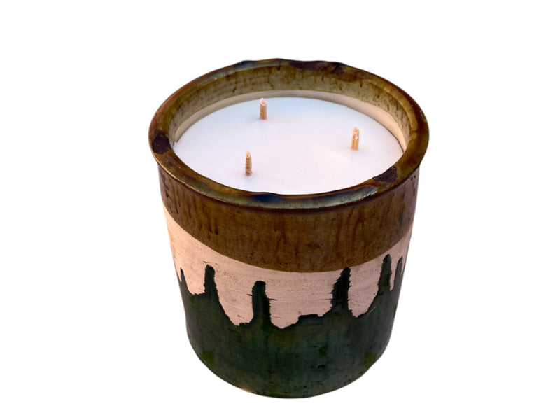 Luxury Moroccan  Glaze Tamegroute Scented Soy Wax Candle: Handmade Ceramic Artistry