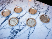 Handcrafted Brass Moroccan metal Coasters Set Of 6, Solid Brass Coasters & Serving Tray Bundle, Copper Coasters, Silver Plated Coasters