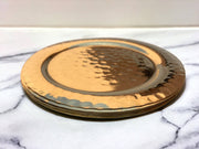 Handcrafted Brass Moroccan metal Coasters Set Of 6, Solid Brass Coasters & Serving Tray Bundle, Copper Coasters,  Silver Plated Coasters