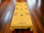 Rectangular Hand Embroidered Table cloth and 12 napkins, Moroccan Embroidered Linen, heartwarming gift, Yellow Embroidered cotton tablecloth.