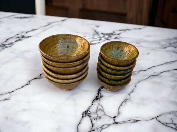 Set of 6 Tamegroute Bowls, Tamegroute Bowls Ochre Glazed Pottery, Set of 6 ceramic bowls, Tamegroute bowls, each handmade in Morocco.