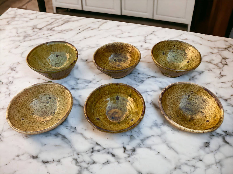 Set of 6 Tamegroute Bowls, Tamegroute Bowls Ochre Glazed Pottery, Set of 6 ceramic bowls, Tamegroute bowls, each handmade in Morocco.