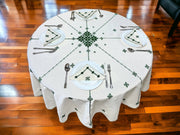 Green Hand Embroidered Table cloth and napkins, a magnificent decoration to add a Moroccan touch to your home. - handmade by Moroccantastics - embroidered