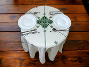 Green Hand Embroidered Table cloth and napkins, a magnificent decoration to add a Moroccan touch to your home. - handmade by Moroccantastics - embroidered