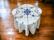 Royal blue Hand Embroidered Table cloth and napkins, a magnificent decoration to add a Moroccan touch to your home. - handmade by Moroccantastics - embroidered