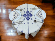 Royal blue Hand Embroidered Table cloth and napkins, a magnificent decoration to add a Moroccan touch to your home. - handmade by Moroccantastics - embroidered