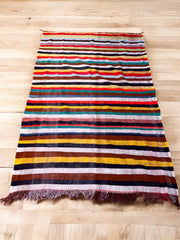 Moroccan Vintage Berber Striped Kilim Rug: Explore Enduring Beauty