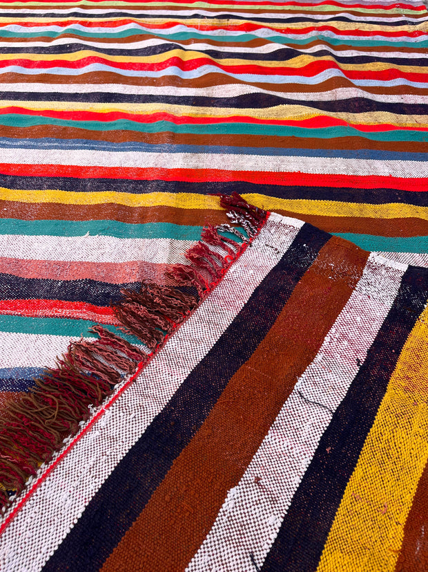 Moroccan Vintage Berber Striped Kilim Rug: Explore Enduring Beauty