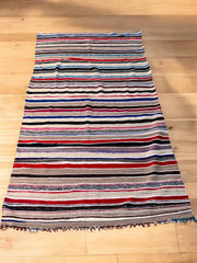 Moroccan Vintage Berber Striped Kilim Rug: Explore Enduring Beauty