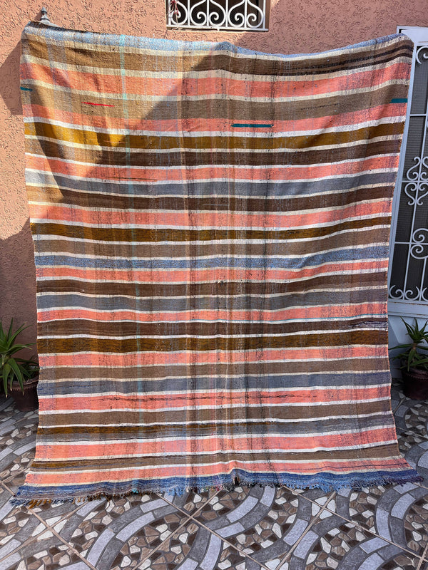 Moroccan Vintage Berber Striped Kilim Rug: Explore Enduring Beauty