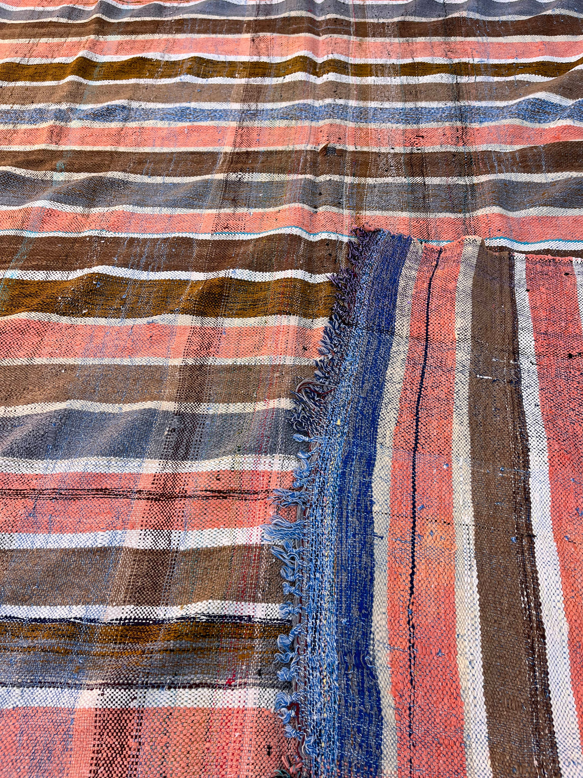 Moroccan Vintage Berber Striped Kilim Rug: Explore Enduring Beauty