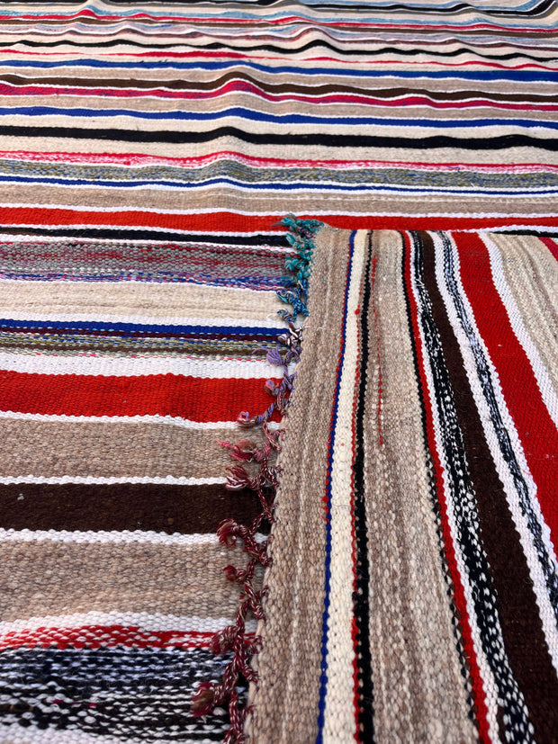 Moroccan Vintage Berber Striped Kilim Rug: Explore Enduring Beauty