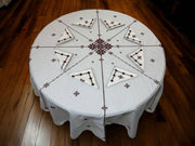 Burgundy Hand Embroidered Table cloth and napkins, a magnificent decoration to add a Moroccan touch to your home. - handmade by Moroccantastics - embroidered