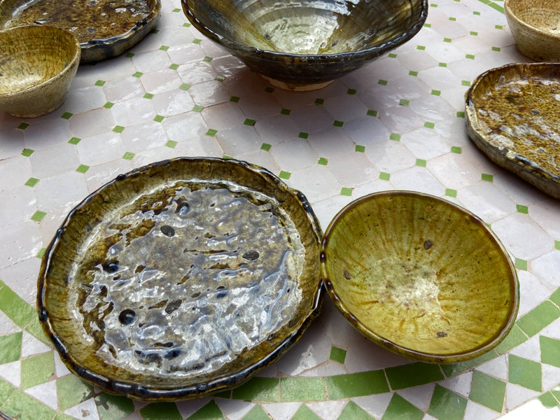 tamegroute pottery  Tamegroute Plates  serving size plate  Serving Pottery  serving Plates  rustic plates pottery  rustic plates  pottery  Plates set pottery  Plates set  plate ceramic  Pedestal Plates  nesting Plates  dish  Dinning  Decorative Plate  Ceramic Plates