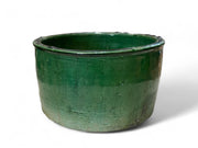 Handmade Moroccan Vintage Shaded Green Glaze Tamegroute Planter/Pot: Unique Ceramic Pottery for Plants