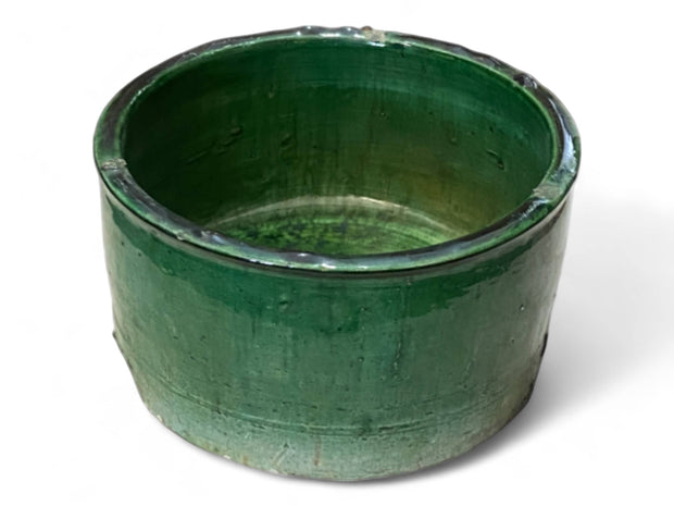 Handmade Moroccan Vintage Shaded Green Glaze Tamegroute Planter/Pot: Unique Ceramic Pottery for Plants