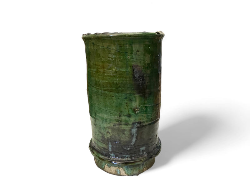 Artisan Handmade Moroccan Tamegroute  Green  Glazed Vase