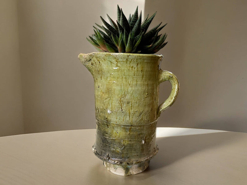 Artisan Handmade Moroccan Tamegroute   Ochre Glazed Vase