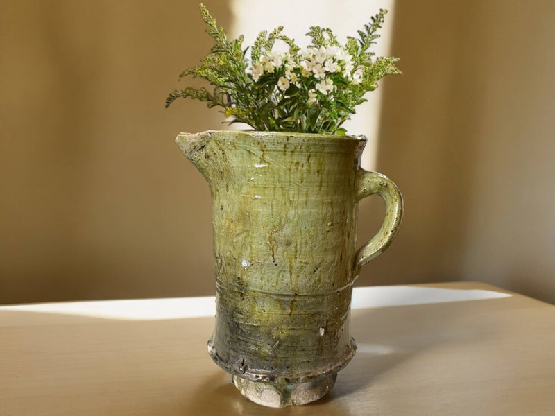 Artisan Handmade Moroccan Tamegroute Ochre Glazed Vase