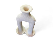 Handcrafted Unglazed Tamegroute Abstract Ecru Big Elephant's Foot Candlestick Sculpture